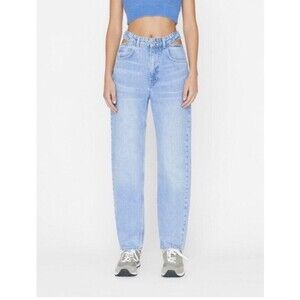 Frame Denim Jeans Straight Leg Le High N Tight Zona Waist Cut Out 32 Light Blue